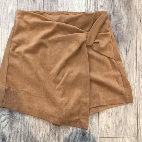 Jealous Tomato Dresses & Skirts - Faux Suede Tan Skort